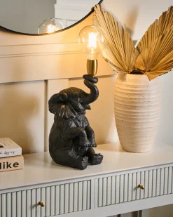 Beliani Lampada da tavolo Elefante FORTUNA Nero Nero Ottone