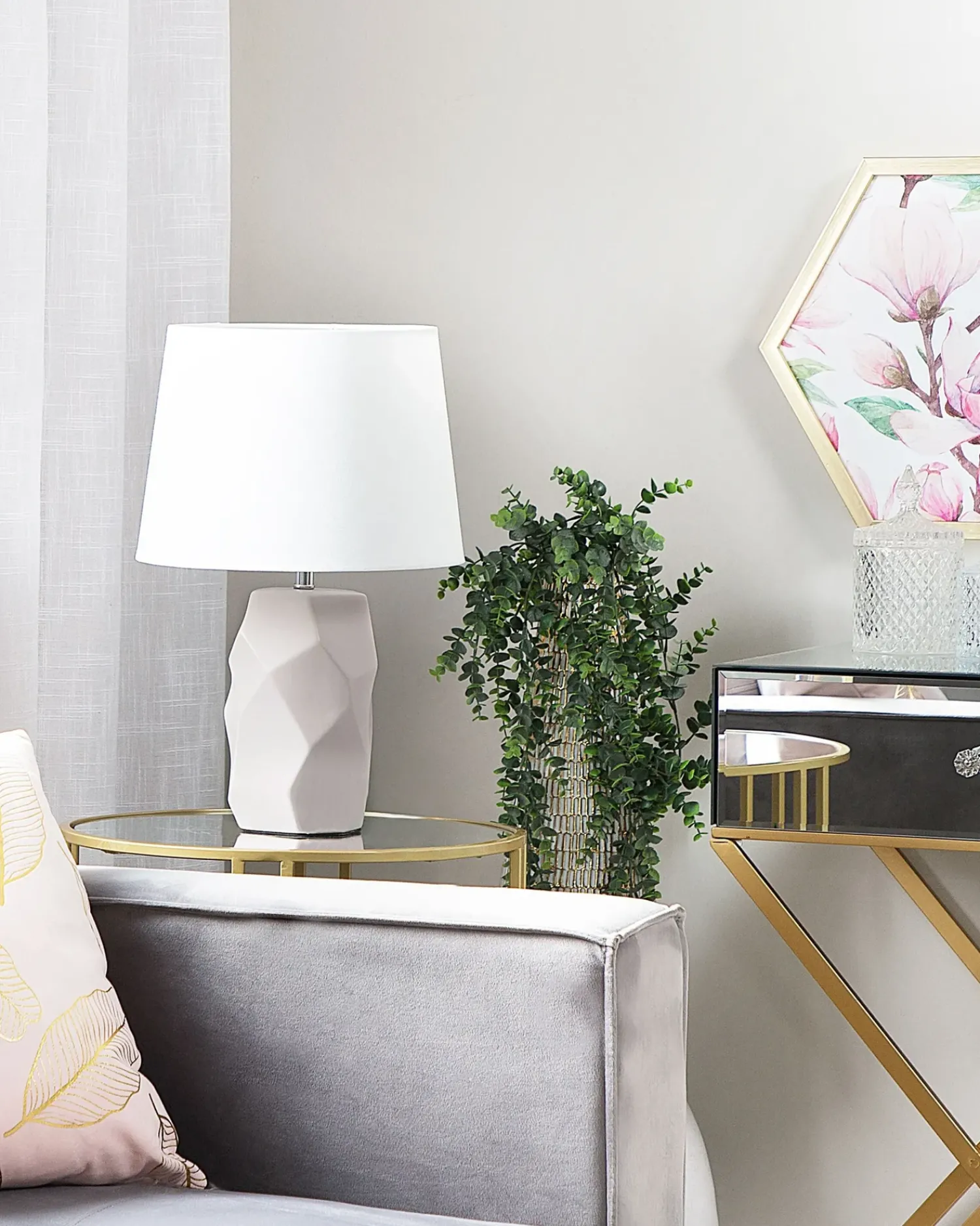 Hot Beliani Lampada da tavolo ELIA Ceramica Rosa pastello Bianco Rosa