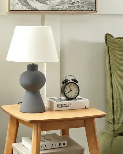 Beliani Lampada da tavolo FABILOS Ceramica Grigio Bianco Grigio