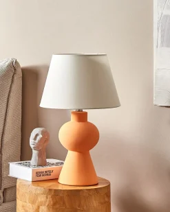 Online Beliani Lampada da tavolo FABILOS Ceramica Arancione Bianco Arancione