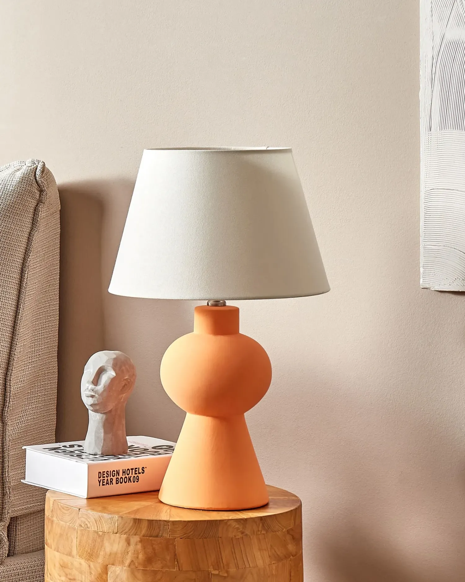 Online Beliani Lampada da tavolo FABILOS Ceramica Arancione Bianco Arancione