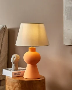 Online Beliani Lampada da tavolo FABILOS Ceramica Arancione Bianco Arancione
