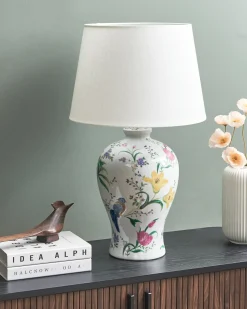 Outlet Beliani Lampada da tavolo FEBROS Porcellana Bianco Bianco Giallo Rosa Verde