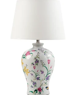 Outlet Beliani Lampada da tavolo FEBROS Porcellana Bianco Bianco Giallo Rosa Verde