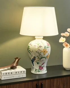 Outlet Beliani Lampada da tavolo FEBROS Porcellana Bianco Bianco Giallo Rosa Verde