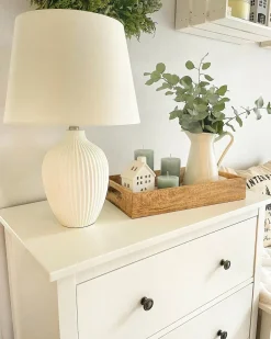 Best Beliani Lampada da tavolo FERGUS Ceramica Bianco