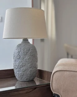 Hot Beliani Lampada da tavolo FERREY Ceramica Grigio Beige Grigio