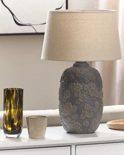 Hot Beliani Lampada da tavolo FERREY Ceramica Grigio Beige Grigio