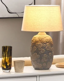Hot Beliani Lampada da tavolo FERREY Ceramica Grigio Beige Grigio