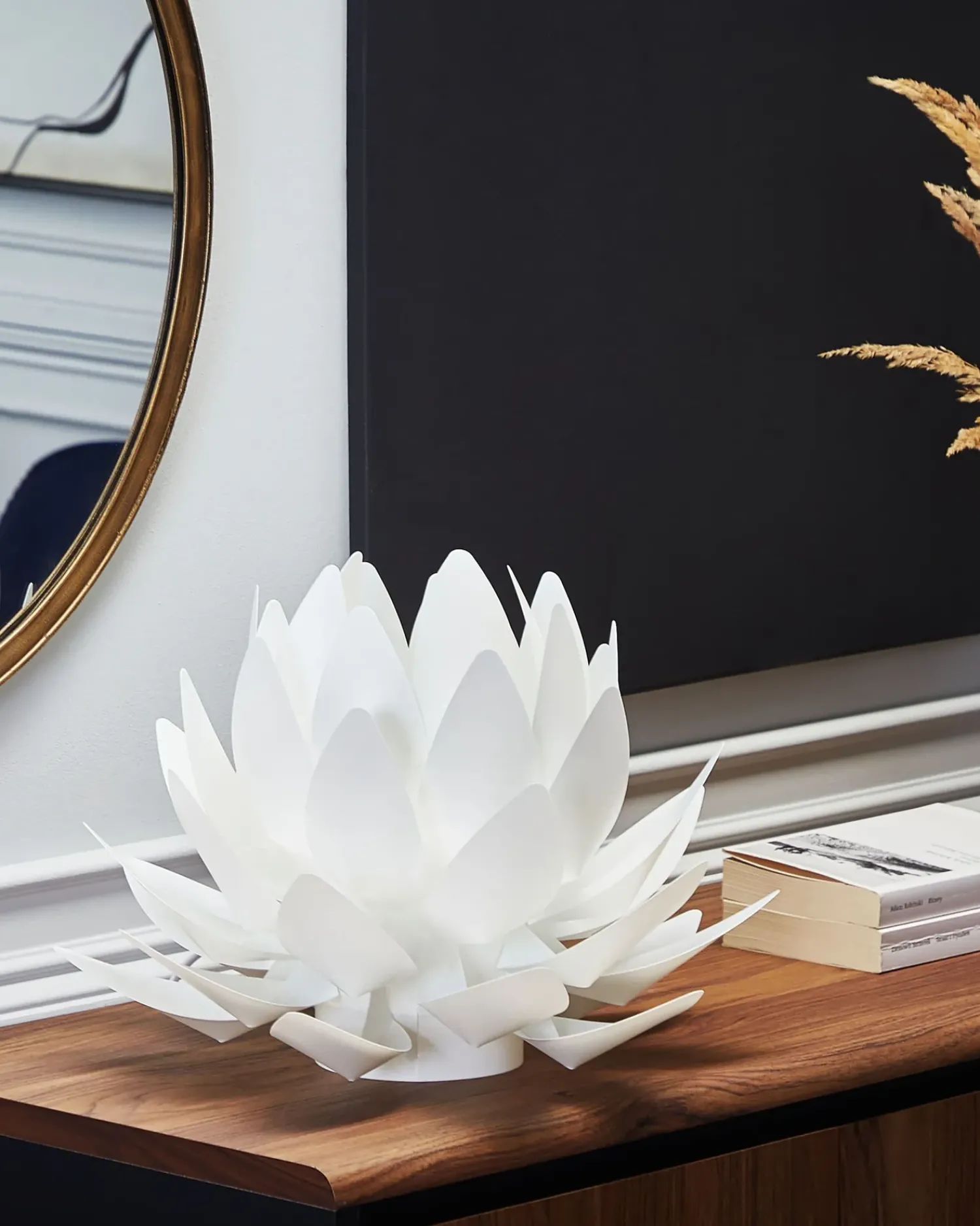 New Beliani Lampada da tavolo Fiore MUSONE Bianco