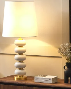 Discount Beliani Lampada da tavolo FRIO Metallo Bianco Bianco Oro