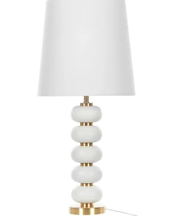 Discount Beliani Lampada da tavolo FRIO Metallo Bianco Bianco Oro