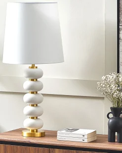 Discount Beliani Lampada da tavolo FRIO Metallo Bianco Bianco Oro