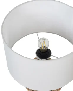 Clearance Beliani Lampada da tavolo FURELOS Rattan Naturale Bianco Naturale