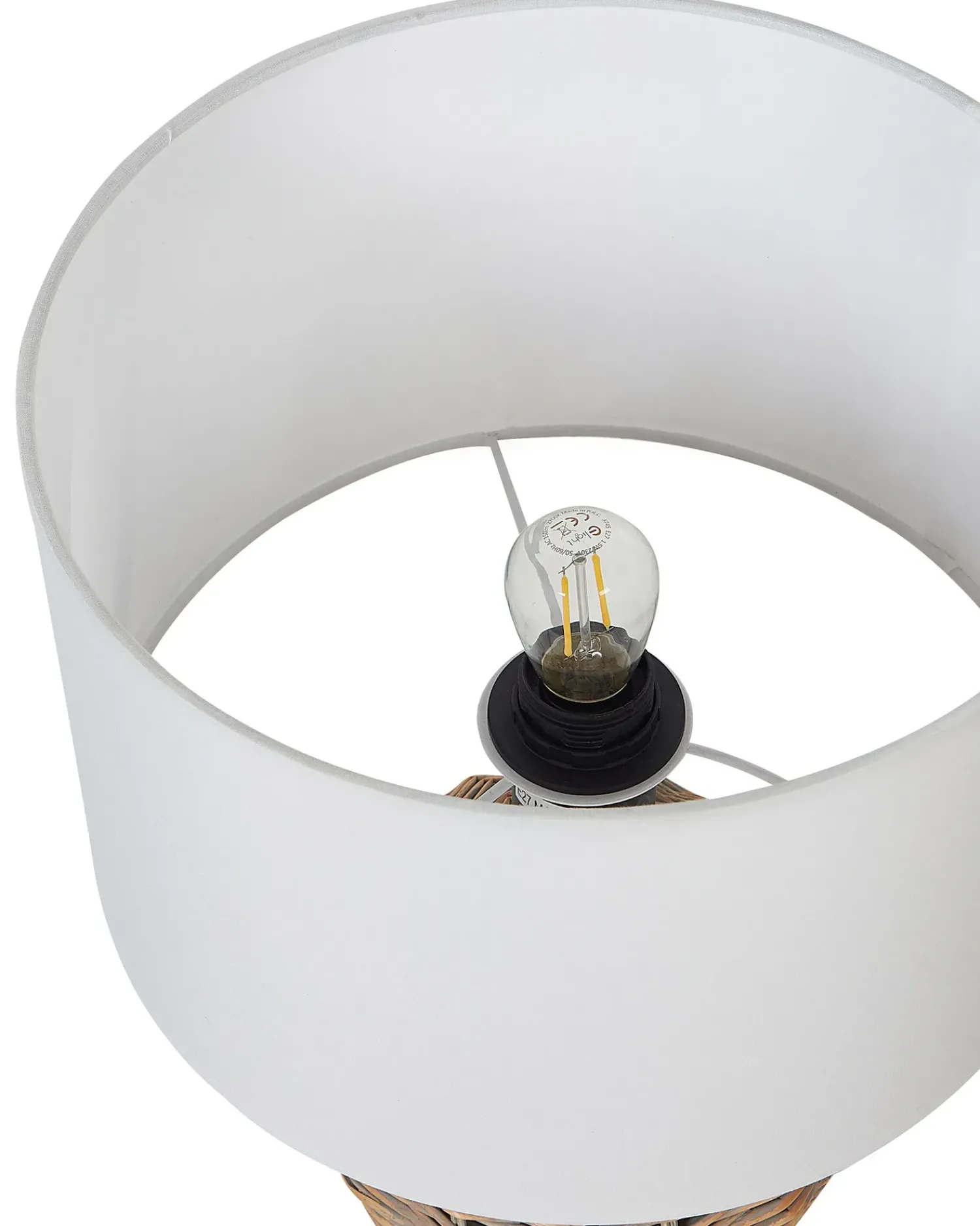 Clearance Beliani Lampada da tavolo FURELOS Rattan Naturale Bianco Naturale