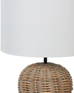 Clearance Beliani Lampada da tavolo FURELOS Rattan Naturale Bianco Naturale