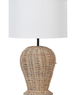 Clearance Beliani Lampada da tavolo FURELOS Rattan Naturale Bianco Naturale
