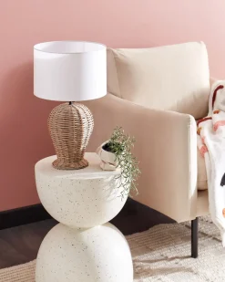 Clearance Beliani Lampada da tavolo FURELOS Rattan Naturale Bianco Naturale