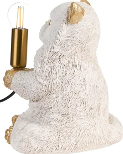 Clearance Beliani Lampada da tavolo Gatto YOKO Bianco Bianco Ottone