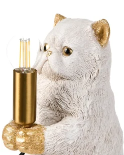 Clearance Beliani Lampada da tavolo Gatto YOKO Bianco Bianco Ottone