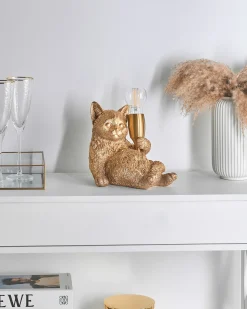 Outlet Beliani Lampada da tavolo Gatto ZIPPY Oro Oro Ottone