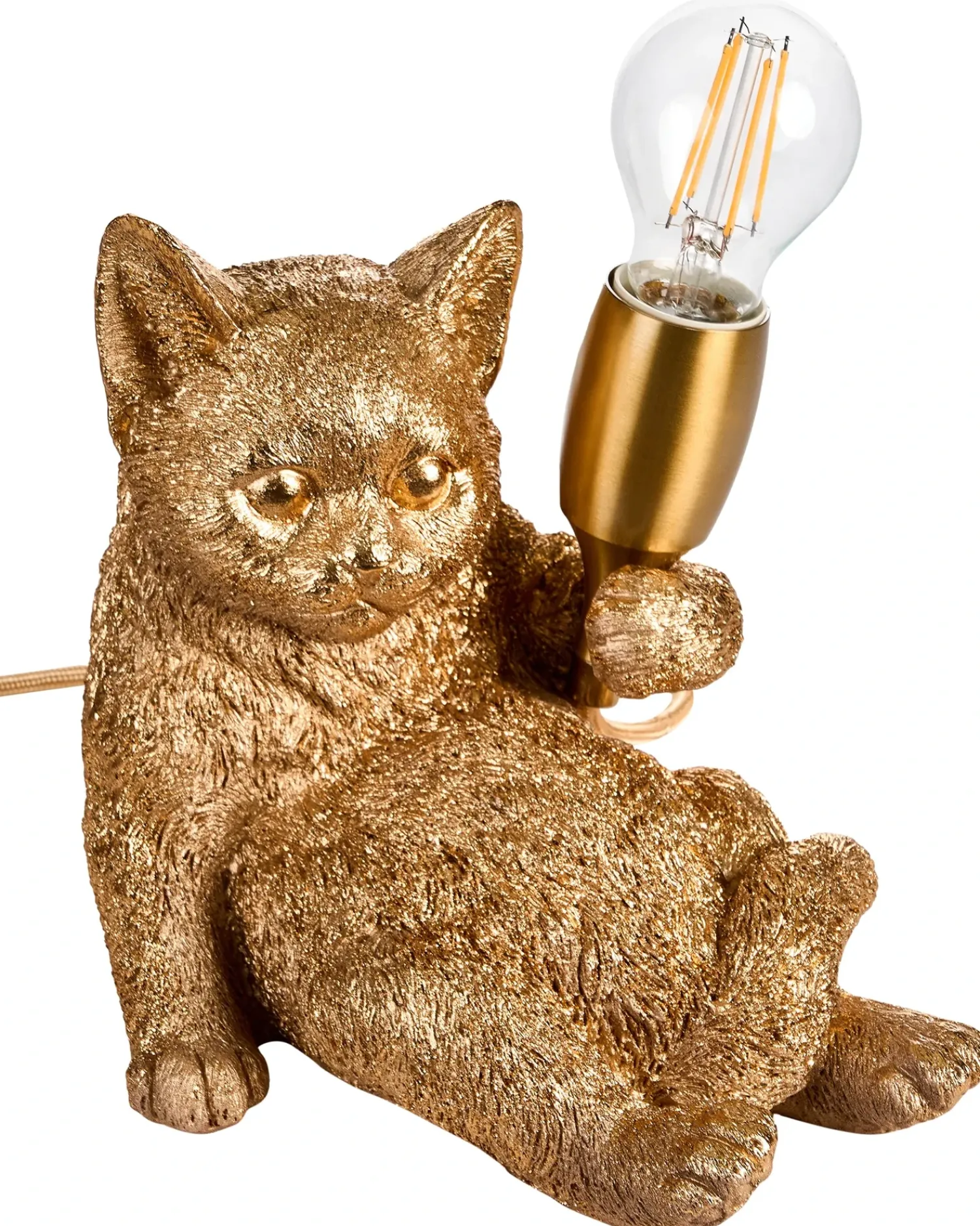 Outlet Beliani Lampada da tavolo Gatto ZIPPY Oro Oro Ottone