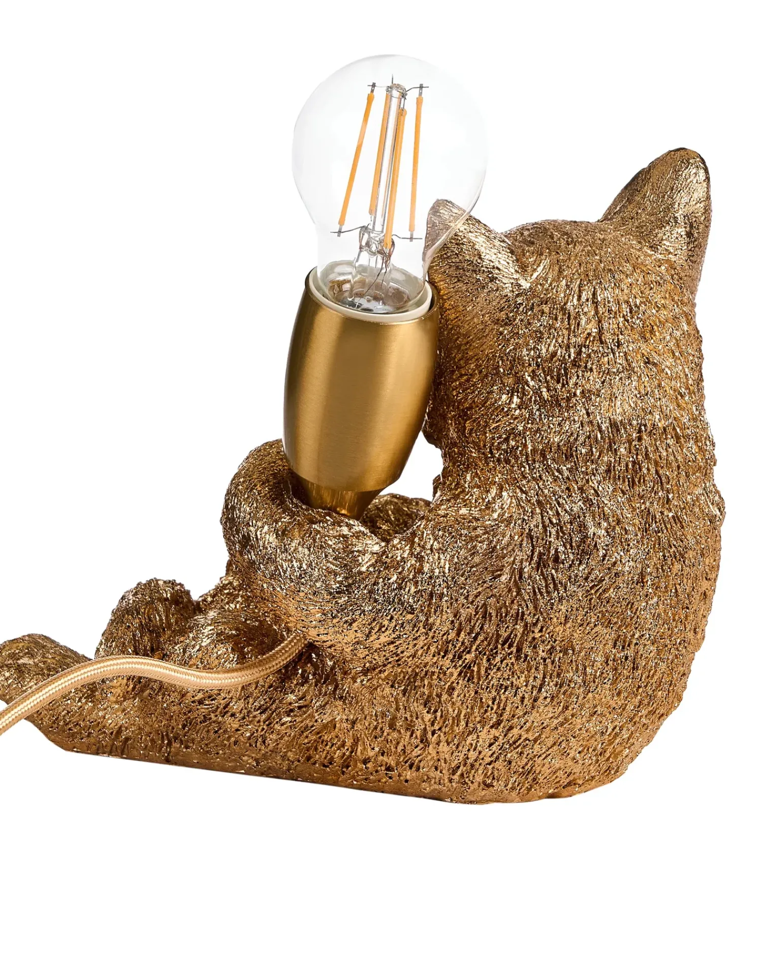 Outlet Beliani Lampada da tavolo Gatto ZIPPY Oro Oro Ottone