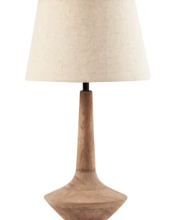 Discount Beliani Lampada da tavolo GODAWARI Legno di mango Marrone scuro Beige Marrone