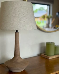 Discount Beliani Lampada da tavolo GODAWARI Legno di mango Marrone scuro Beige Marrone