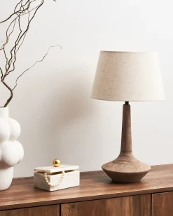 Discount Beliani Lampada da tavolo GODAWARI Legno di mango Marrone scuro Beige Marrone