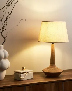Discount Beliani Lampada da tavolo GODAWARI Legno di mango Marrone scuro Beige Marrone