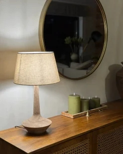 Discount Beliani Lampada da tavolo GODAWARI Legno di mango Marrone scuro Beige Marrone