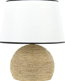 Outlet Beliani Lampada da tavolo GROWEE Vimini Naturale Bianco Naturale Nero