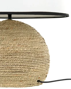 Outlet Beliani Lampada da tavolo GROWEE Vimini Naturale Bianco Naturale Nero