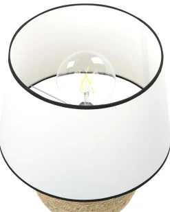 Outlet Beliani Lampada da tavolo GROWEE Vimini Naturale Bianco Naturale Nero