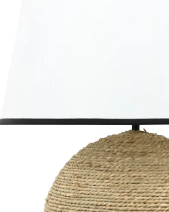 Outlet Beliani Lampada da tavolo GROWEE Vimini Naturale Bianco Naturale Nero