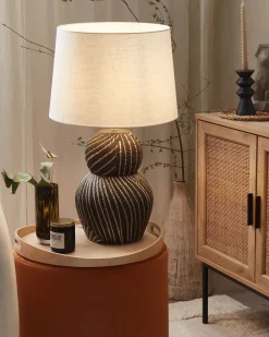 Online Beliani Lampada da tavolo GUAPORE Ceramica Nero Bianco Nero