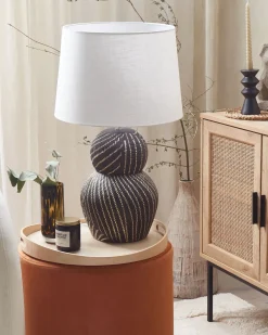 Online Beliani Lampada da tavolo GUAPORE Ceramica Nero Bianco Nero