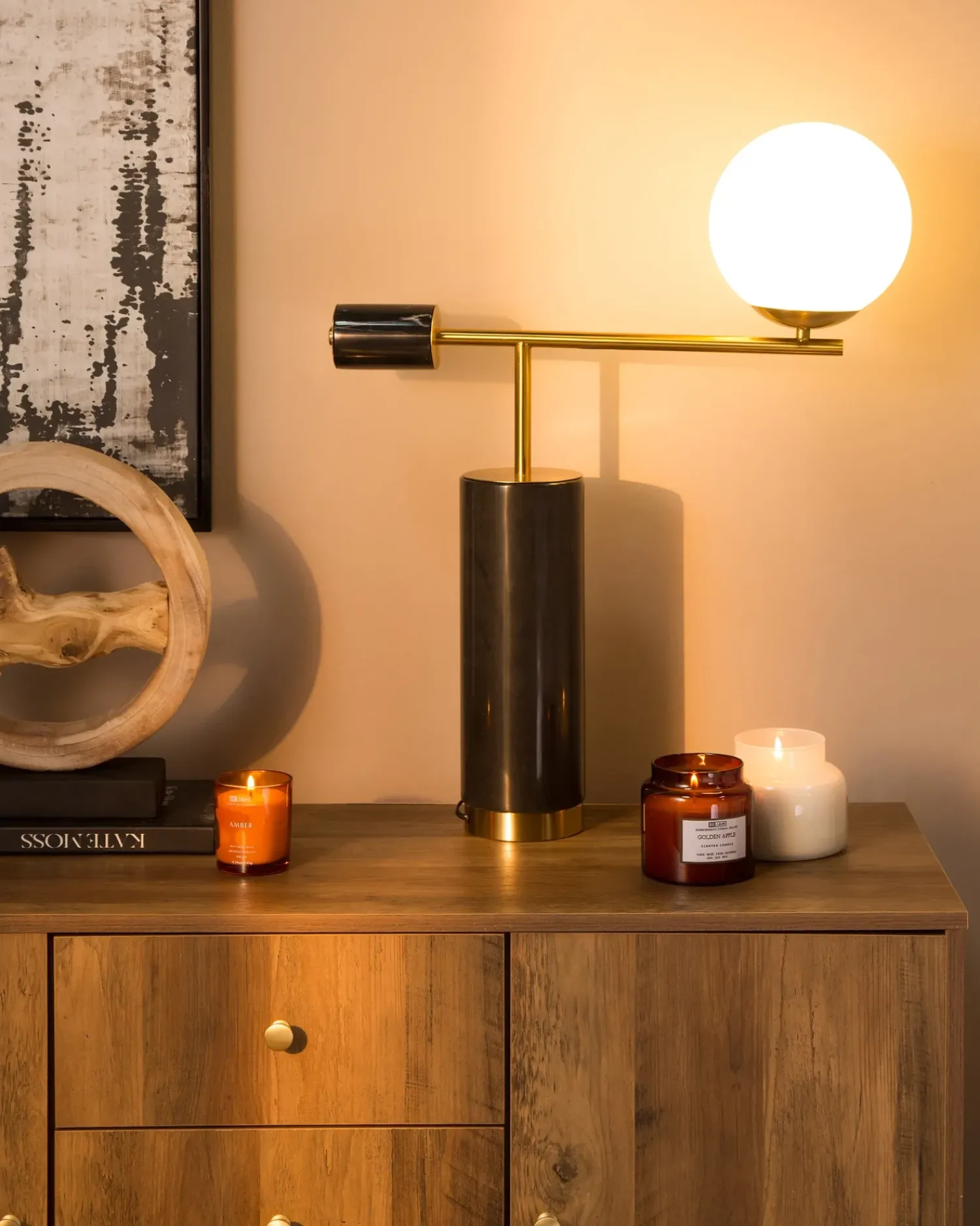 Best Beliani Lampada da tavolo HONDO Pietra Nero Nero Oro