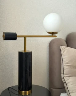Best Beliani Lampada da tavolo HONDO Pietra Nero Nero Oro