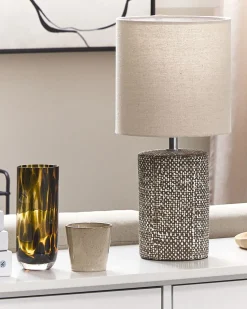 Best Beliani Lampada da tavolo IDER Ceramica Marrone Beige Marrone