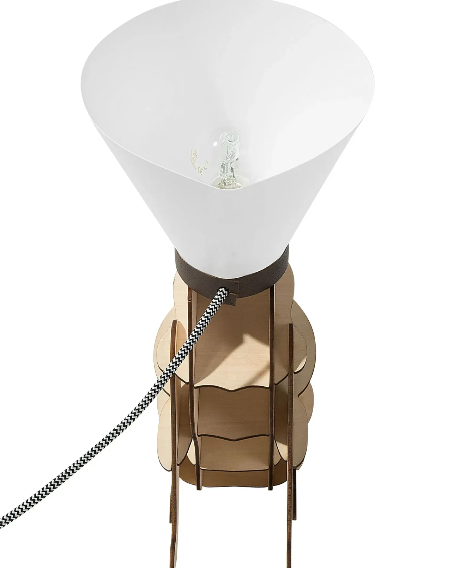 Outlet Beliani Lampada da tavolo ISNA Marrone chiaro Bianco Marrone