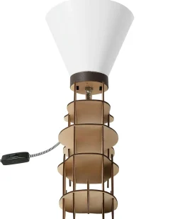 Outlet Beliani Lampada da tavolo ISNA Marrone chiaro Bianco Marrone