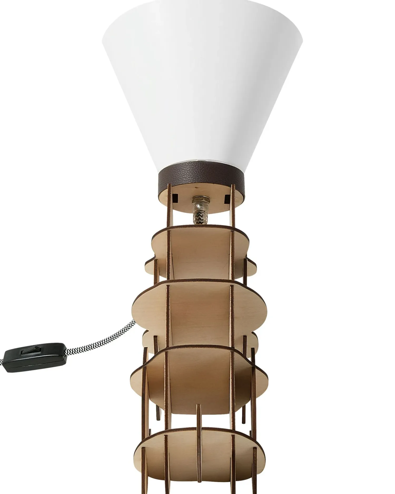 Outlet Beliani Lampada da tavolo ISNA Marrone chiaro Bianco Marrone