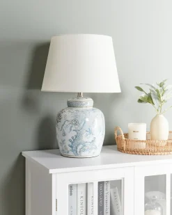 Best Beliani Lampada da tavolo JAMAPA Porcellana Bianco/Blu Bianco Blu