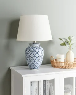 Sale Beliani Lampada da tavolo JAUCA Porcellana Bianco/Blu Bianco Blu