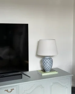Sale Beliani Lampada da tavolo JAUCA Porcellana Bianco/Blu Bianco Blu