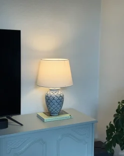 Sale Beliani Lampada da tavolo JAUCA Porcellana Bianco/Blu Bianco Blu