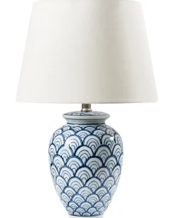 Sale Beliani Lampada da tavolo JAUCA Porcellana Bianco/Blu Bianco Blu