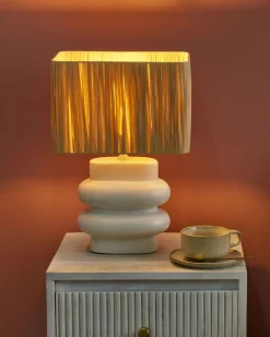 Hot Beliani Lampada da tavolo JUDY Ceramica Bianco Bianco Marrone